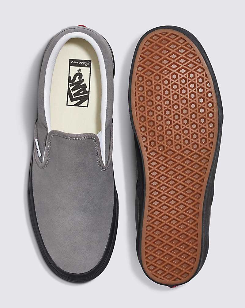 Vans Customs Elevated Süet Black Sole Slip-On Ayakkabı Erkek Gri | Türkiye YCO548362