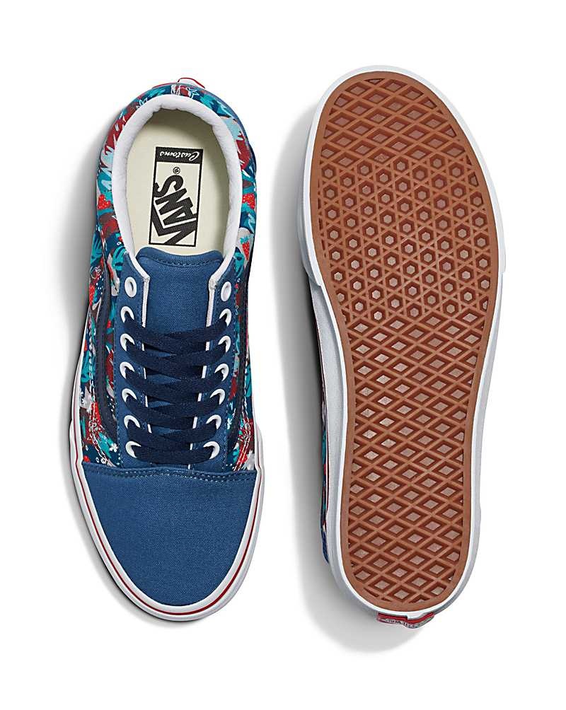 Vans Customs Image Library Strawberry Field Old Skool Ayakkabı Erkek Mavi | Türkiye OKJ804195