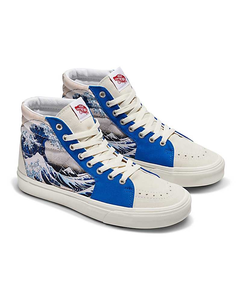 Vans Customs Image Library Wave Sk8-Hi Ayakkabı Erkek Mavi Beyaz | Türkiye IJO947650