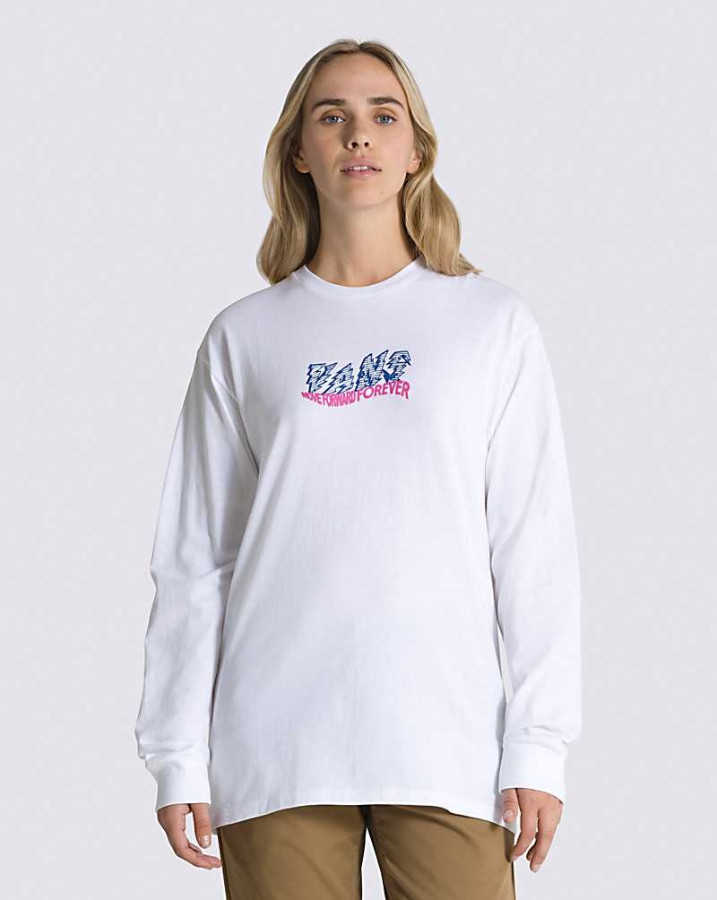 Vans Dijital Wavy Long Sleeve Tişört Erkek Beyaz | Türkiye DKV038795