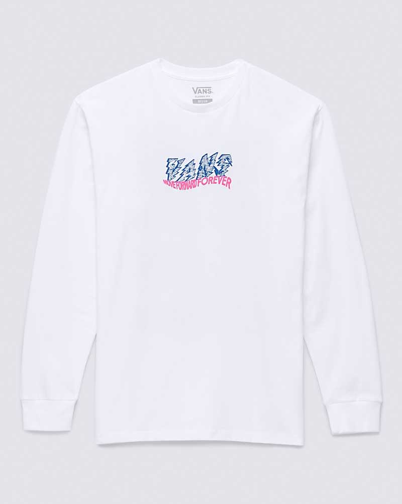 Vans Dijital Wavy Long Sleeve Tişört Erkek Beyaz | Türkiye DKV038795