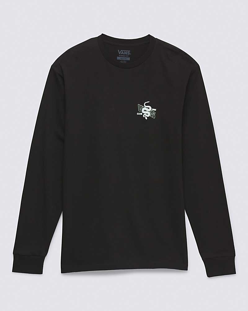 Vans Distorted Snake Long Sleeve Tişört Erkek Siyah | Türkiye DVZ457286