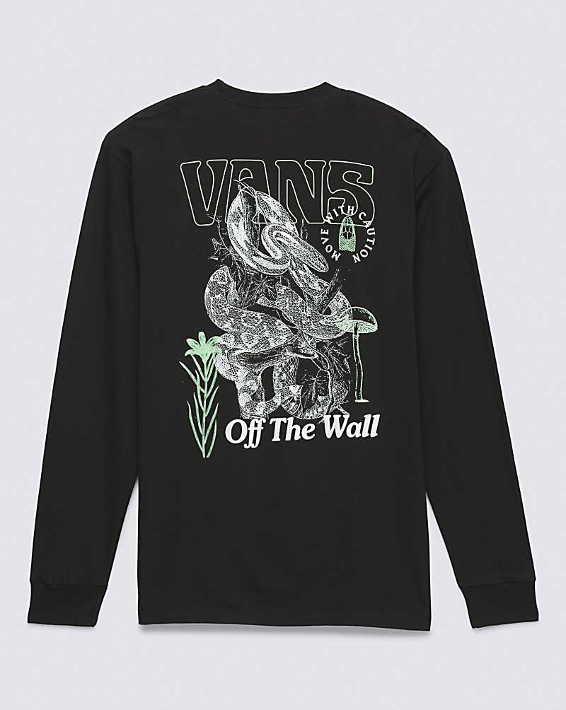 Vans Distorted Snake Long Sleeve Tişört Erkek Siyah | Türkiye DVZ457286