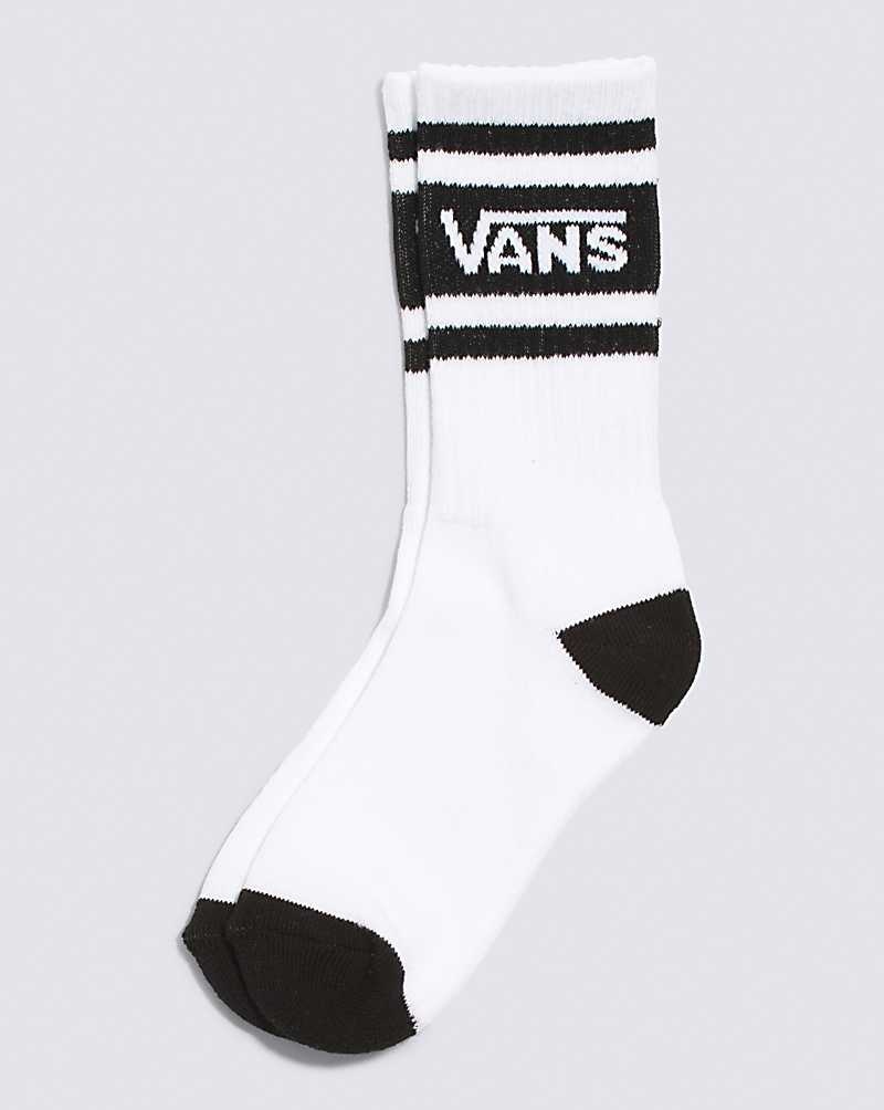 Vans Drop V Crew Çorap Çocuk Beyaz Siyah | Türkiye PNG765209