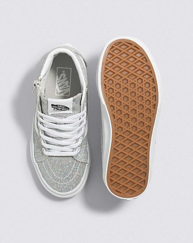 Vans Glitter Sk8-Hi Reissue Side Zip Ayakkabı Çocuk Gümüş | Türkiye RJP465837