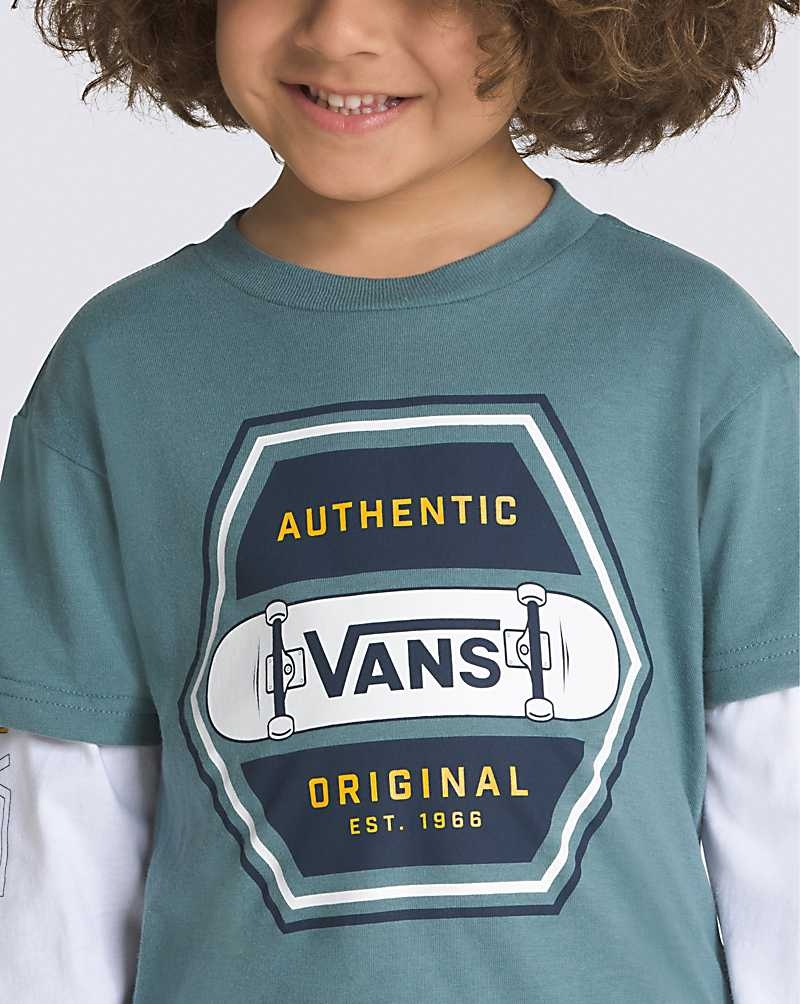 Vans Küçük Çocuk Sk8 Authentic 66 Twofer Tişört Çocuk Mavi | Türkiye KUR540713