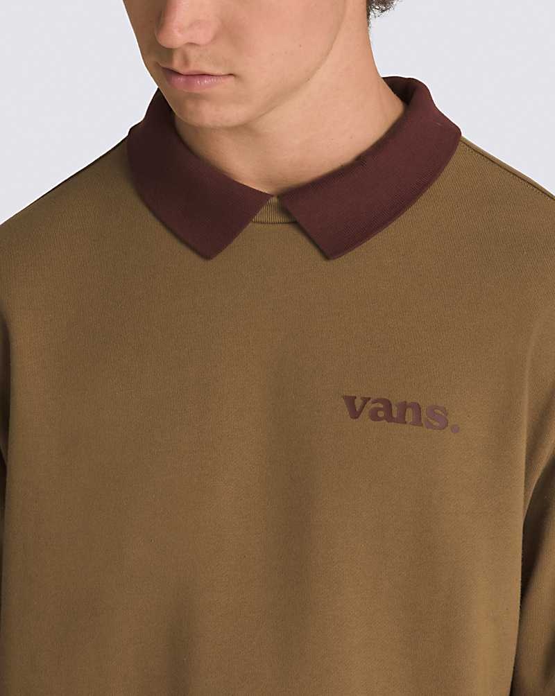 Vans Lowered Collar Crew Sweatshirt Erkek Kahverengi | Türkiye VTW682709