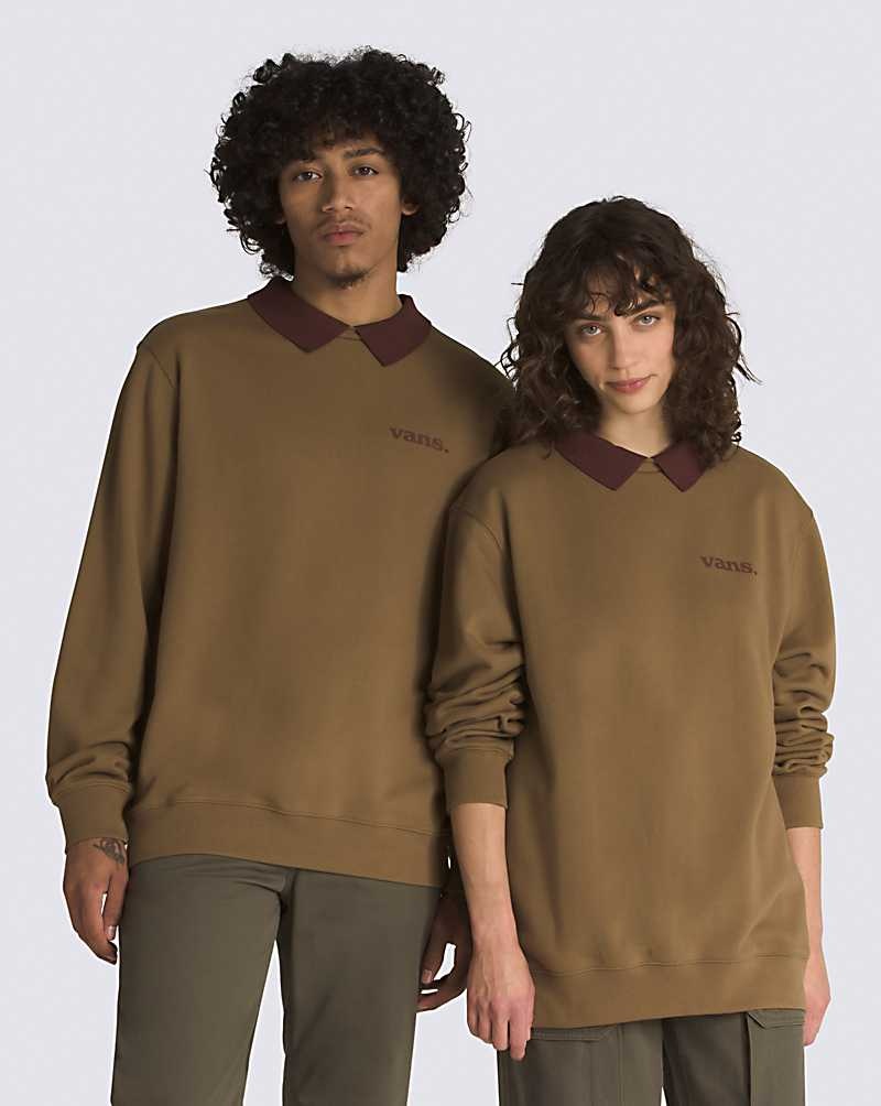 Vans Lowered Collar Crew Sweatshirt Erkek Kahverengi | Türkiye VTW682709