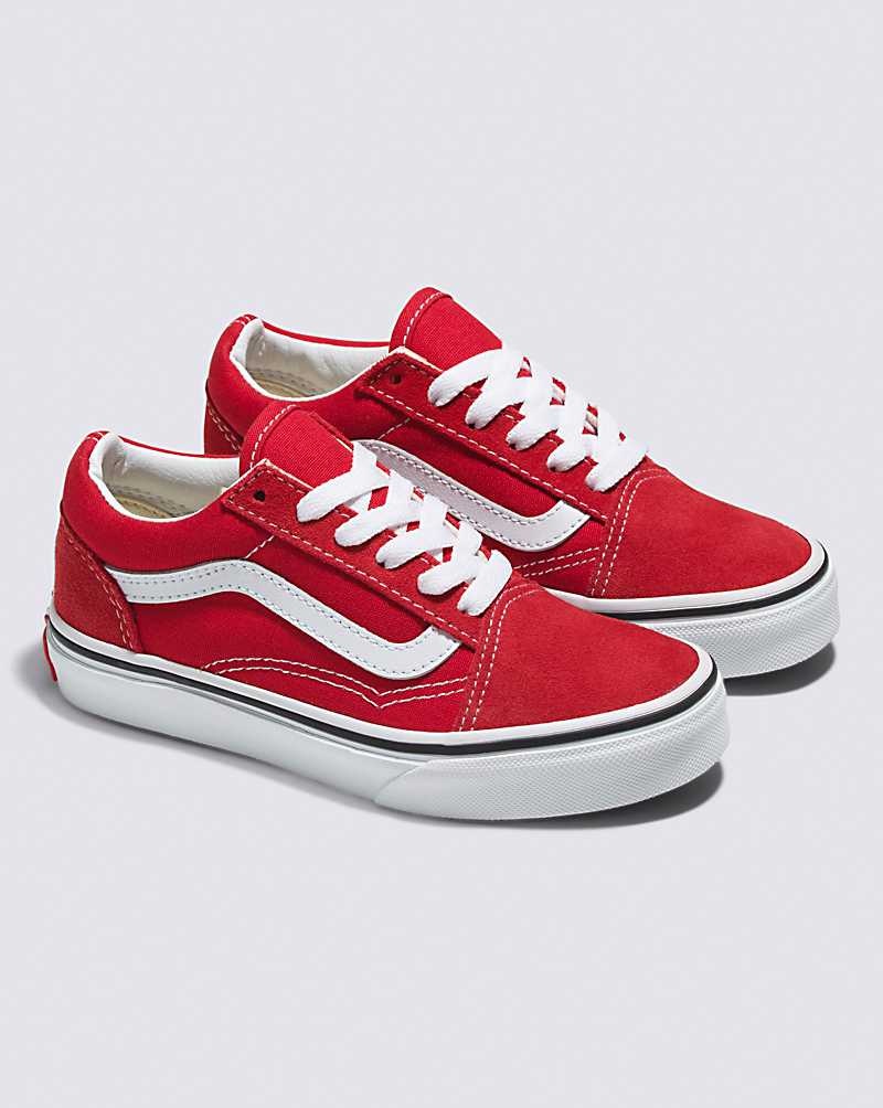 Vans Old Skool Ayakkabı Çocuk Kırmızı Beyaz | Türkiye IUZ290865