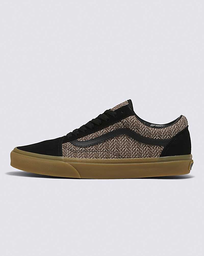 Vans Old Skool Herringbone Ayakkabı Erkek Siyah Kahverengi | Türkiye WHU825134