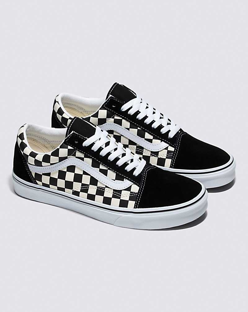 Vans Old Skool Primary Check Ayakkabı Erkek Siyah Beyaz | Türkiye XWO812536