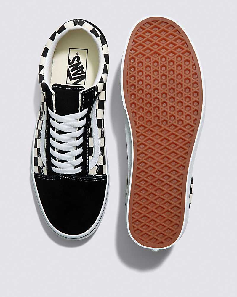 Vans Old Skool Primary Check Ayakkabı Erkek Siyah Beyaz | Türkiye XWO812536