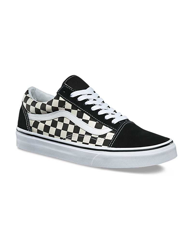 Vans Old Skool Primary Check Ayakkabı Erkek Siyah Beyaz | Türkiye XWO812536