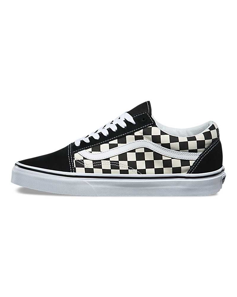 Vans Old Skool Primary Check Ayakkabı Erkek Siyah Beyaz | Türkiye XWO812536