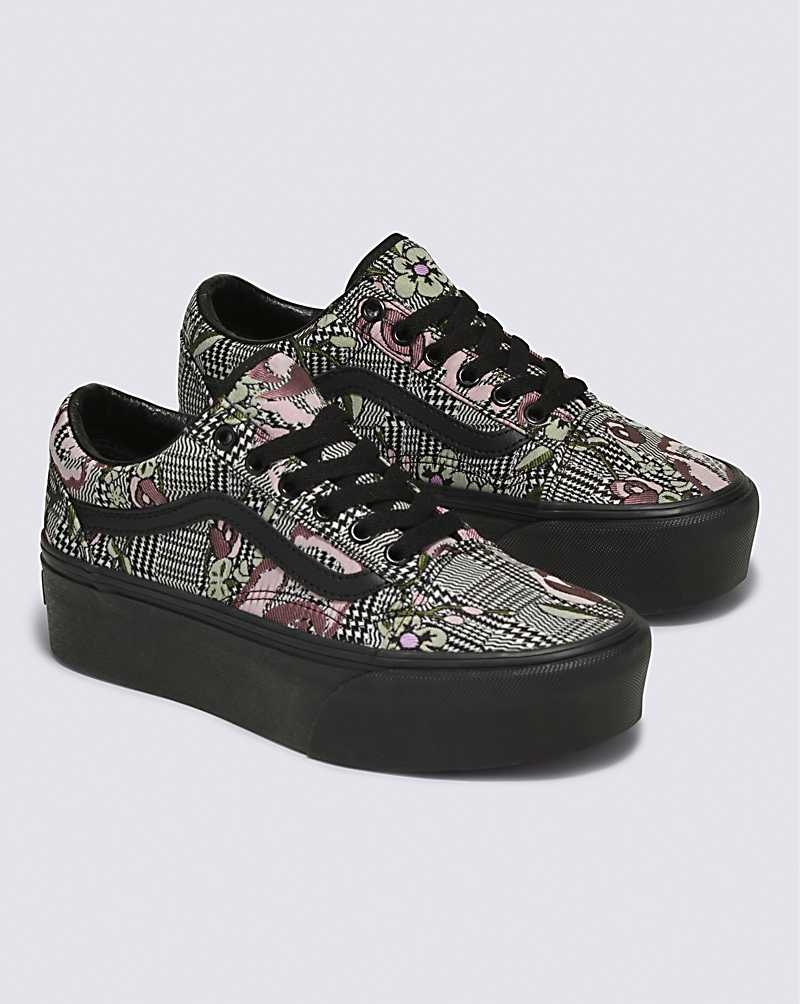 Vans Old Skool Stackform Tapestry Floral Ayakkabı Kadın Siyah | Türkiye XWK869741