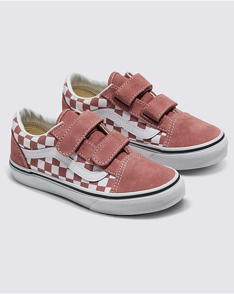 Vans Old Skool V Checkerboard Ayakkabı Çocuk Pembe | Türkiye ZRY608571