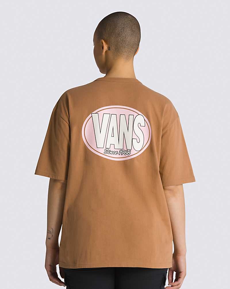 Vans Oval Logo Tişört Erkek Kahverengi | Türkiye EXO468019