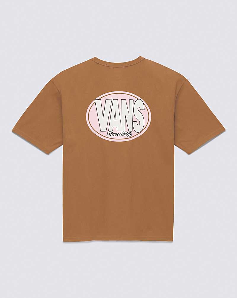 Vans Oval Logo Tişört Erkek Kahverengi | Türkiye EXO468019