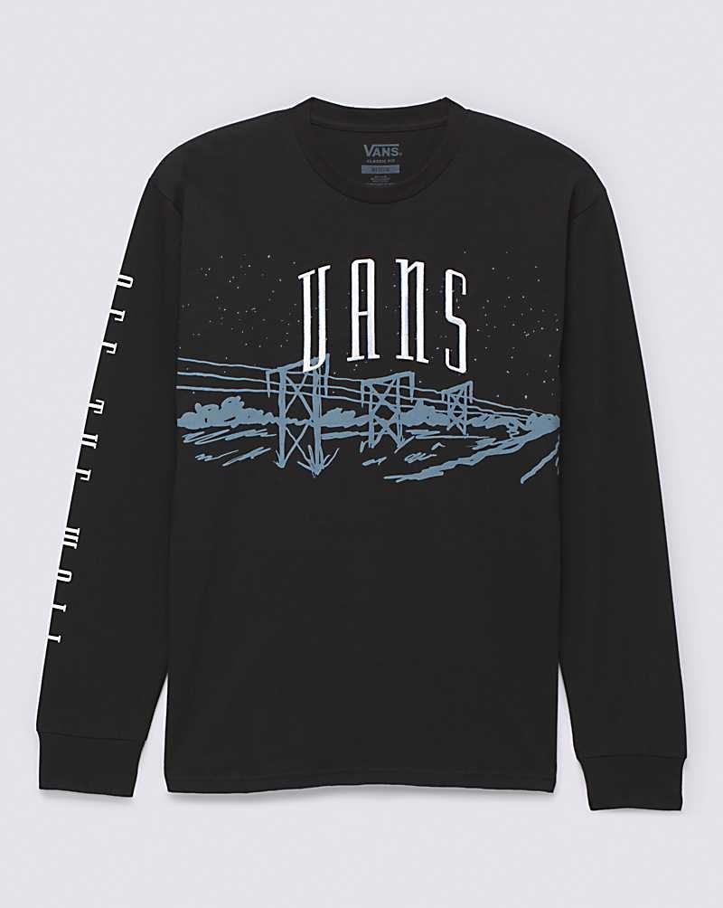 Vans Powerline Landscape Long Sleeve Tişört Erkek Siyah | Türkiye KID960317