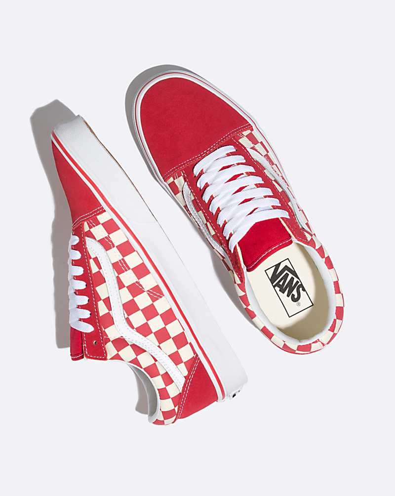 Vans Primary Check Old Skool Ayakkabı Erkek Kırmızı Beyaz | Türkiye JDB207491