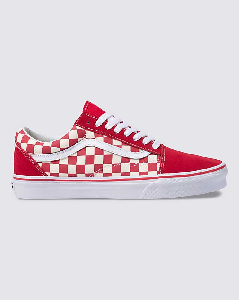 Vans Primary Check Old Skool Ayakkabı Erkek Kırmızı Beyaz | Türkiye JDB207491