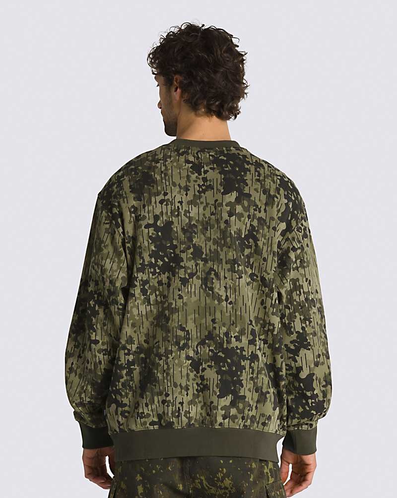 Vans Rain Camo Crew Sweatshirt Erkek Zeytin Yeşili | Türkiye OKV053782