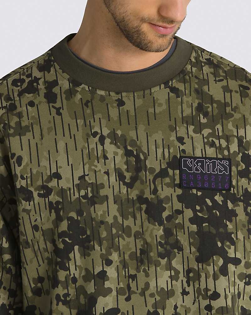 Vans Rain Camo Crew Sweatshirt Erkek Zeytin Yeşili | Türkiye OKV053782