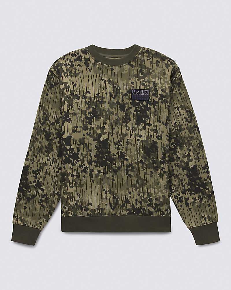 Vans Rain Camo Crew Sweatshirt Erkek Zeytin Yeşili | Türkiye OKV053782