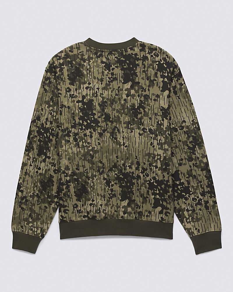 Vans Rain Camo Crew Sweatshirt Erkek Zeytin Yeşili | Türkiye OKV053782