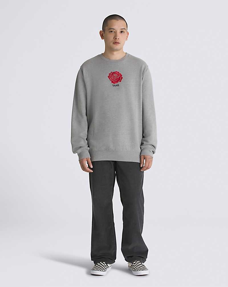 Vans Rose Script Crew Sweatshirt Erkek Gri | Türkiye UIC879463