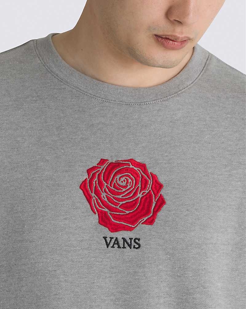 Vans Rose Script Crew Sweatshirt Erkek Gri | Türkiye UIC879463