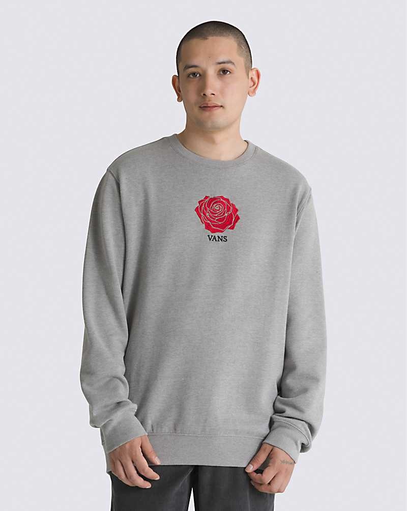 Vans Rose Script Crew Sweatshirt Erkek Gri | Türkiye UIC879463