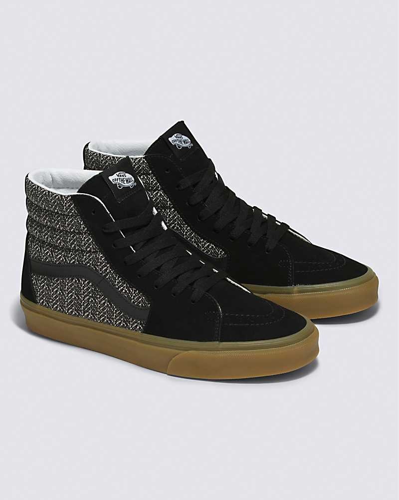 Vans Sk8-Hi Herringbone Ayakkabı Erkek Siyah Kahverengi | Türkiye QGZ320517