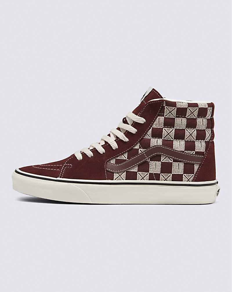 Vans Sk8-Hi Stitch Checkerboard Ayakkabı Erkek Çikolata | Türkiye MEP943182