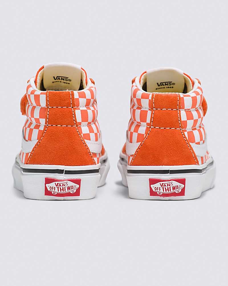 Vans Sk8-Mid Reissue V Checkerboard Ayakkabı Çocuk Kırmızı Turuncu | Türkiye XZR598043