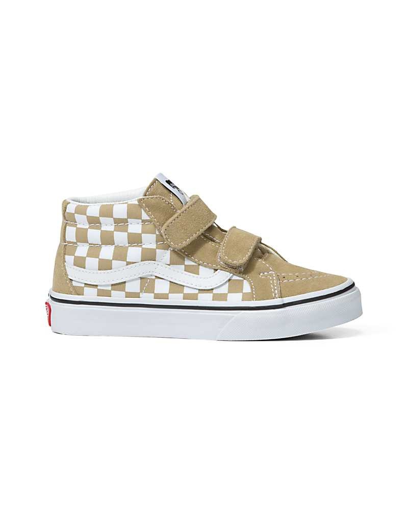 Vans Sk8-Mid Reissue V Checkerboard Ayakkabı Çocuk Bej Rengi | Türkiye IVA852694