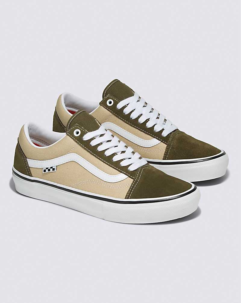 Vans Skate Old Skool Kaykay Ayakkabısı Erkek Zeytin Yeşili Bej Rengi | Türkiye QYO725419