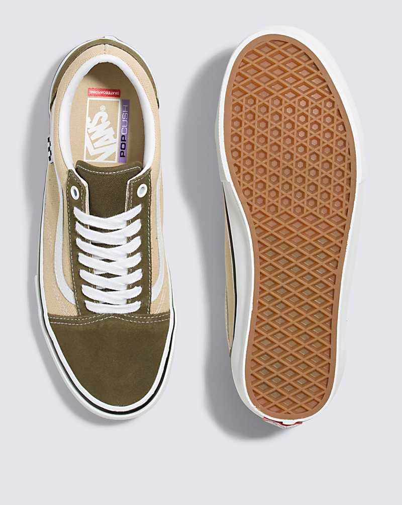 Vans Skate Old Skool Kaykay Ayakkabısı Erkek Zeytin Yeşili Bej Rengi | Türkiye QYO725419