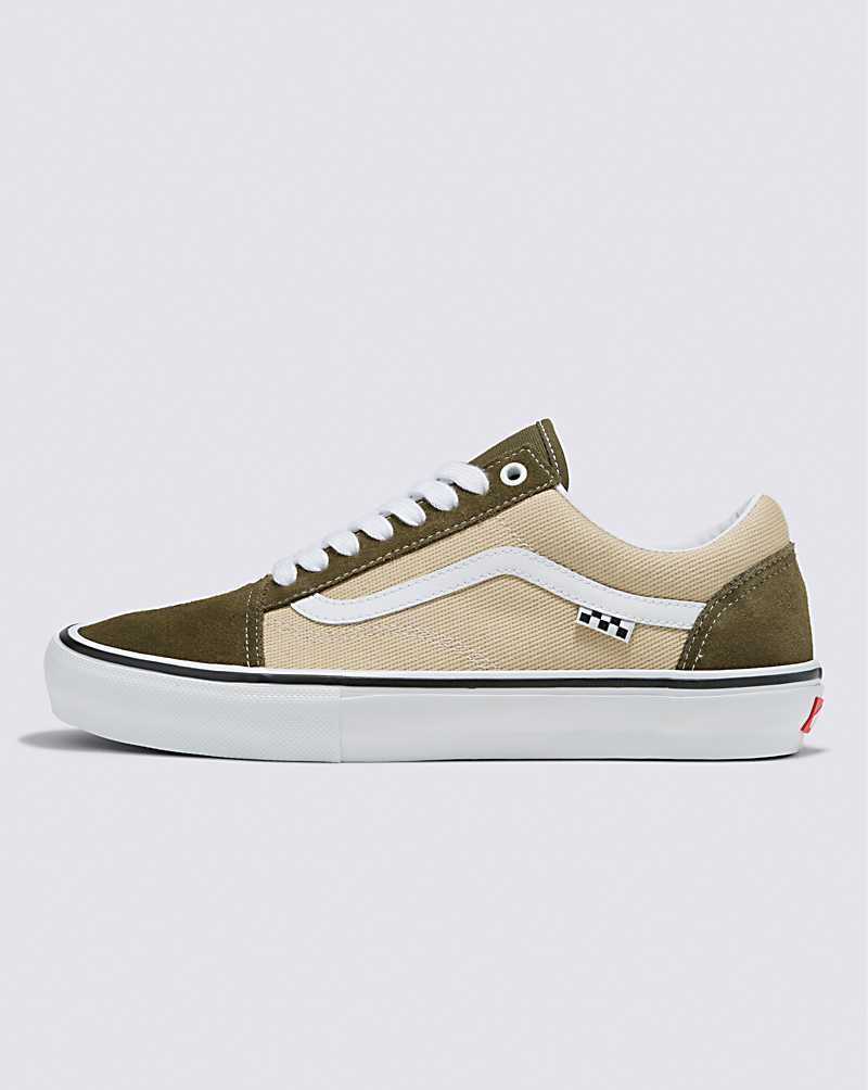 Vans Skate Old Skool Kaykay Ayakkabısı Erkek Zeytin Yeşili Bej Rengi | Türkiye QYO725419