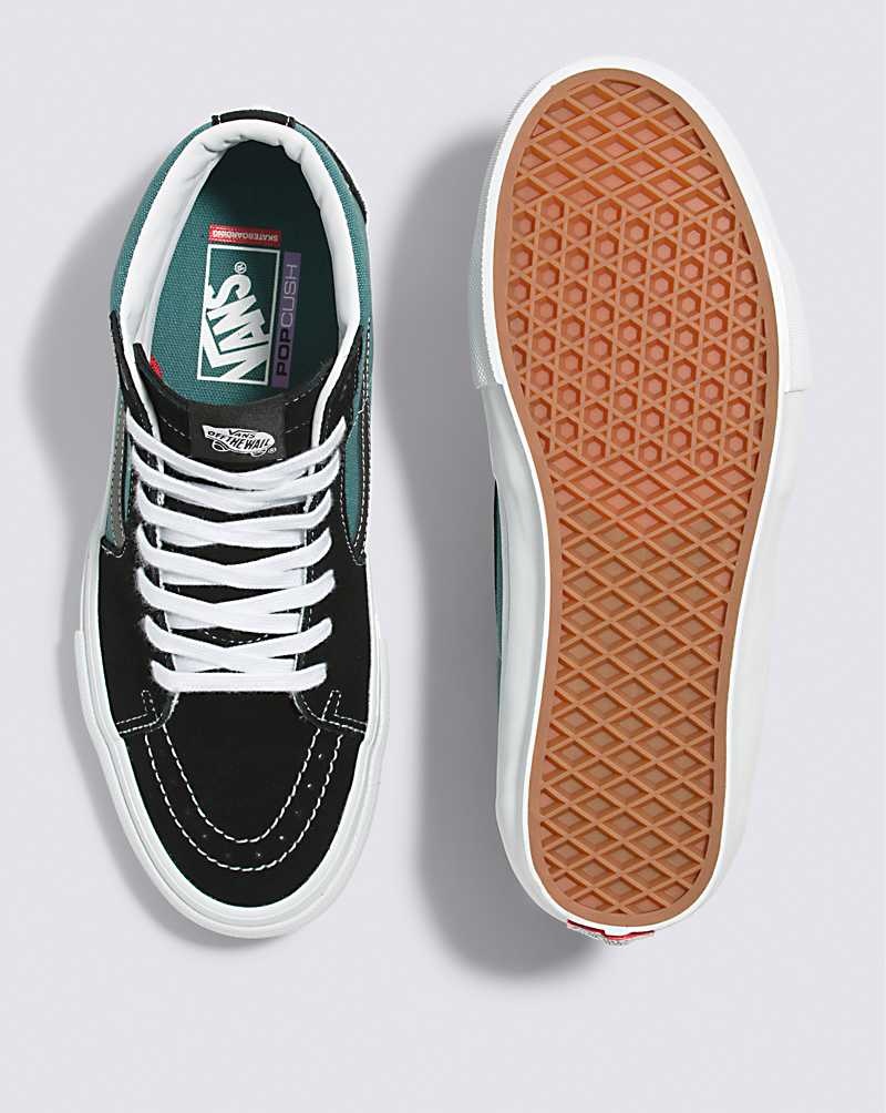 Vans Skate Sk8-Hi Safari Kaykay Ayakkabısı Kadın Siyah Turkuaz | Türkiye BEF095137