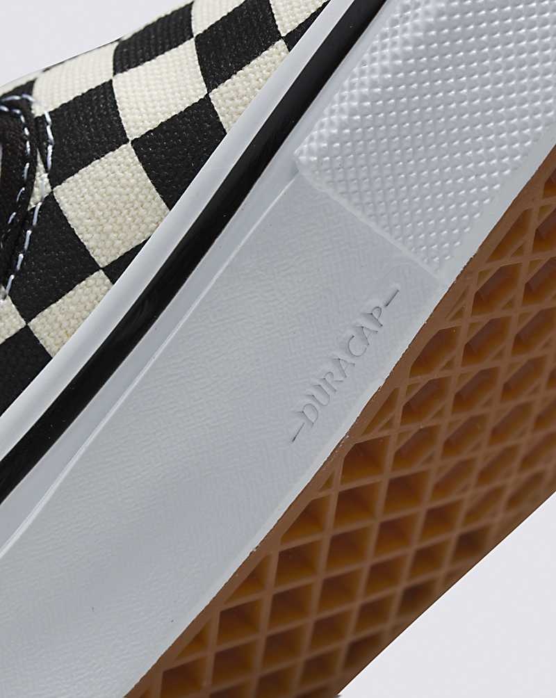 Vans Skate Slip-On Checkerboard Kaykay Ayakkabısı Kadın Siyah Beyaz | Türkiye ITW160958