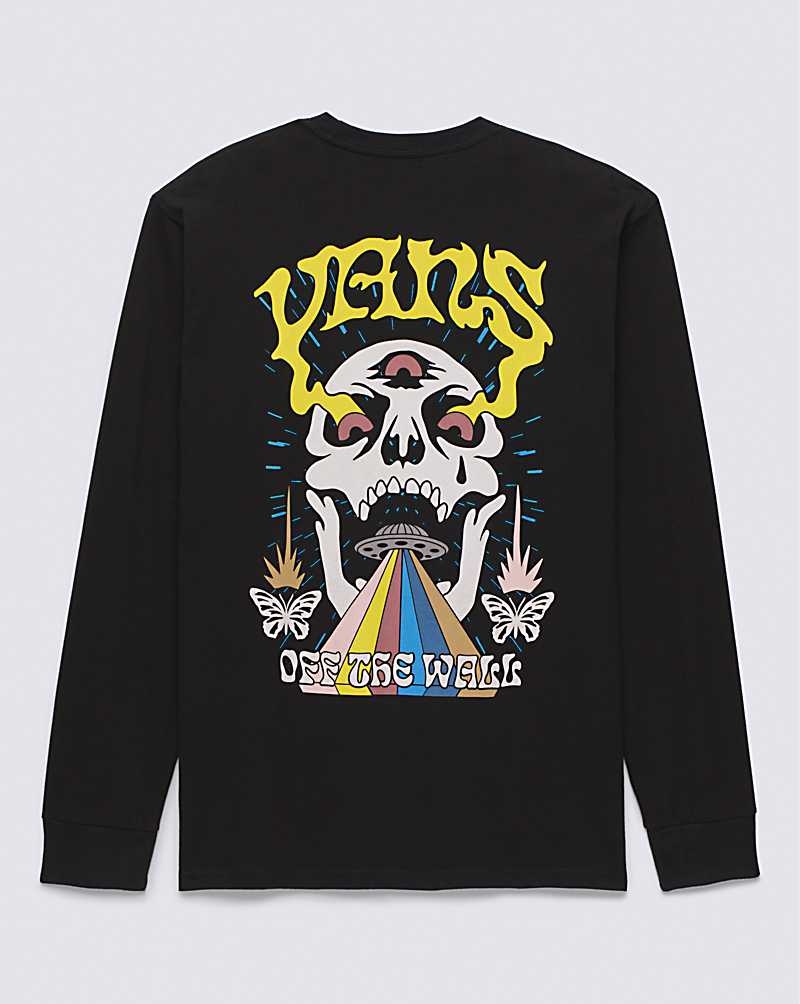 Vans Skull Saucer Long Sleeve Tişört Erkek Siyah | Türkiye GZU859137