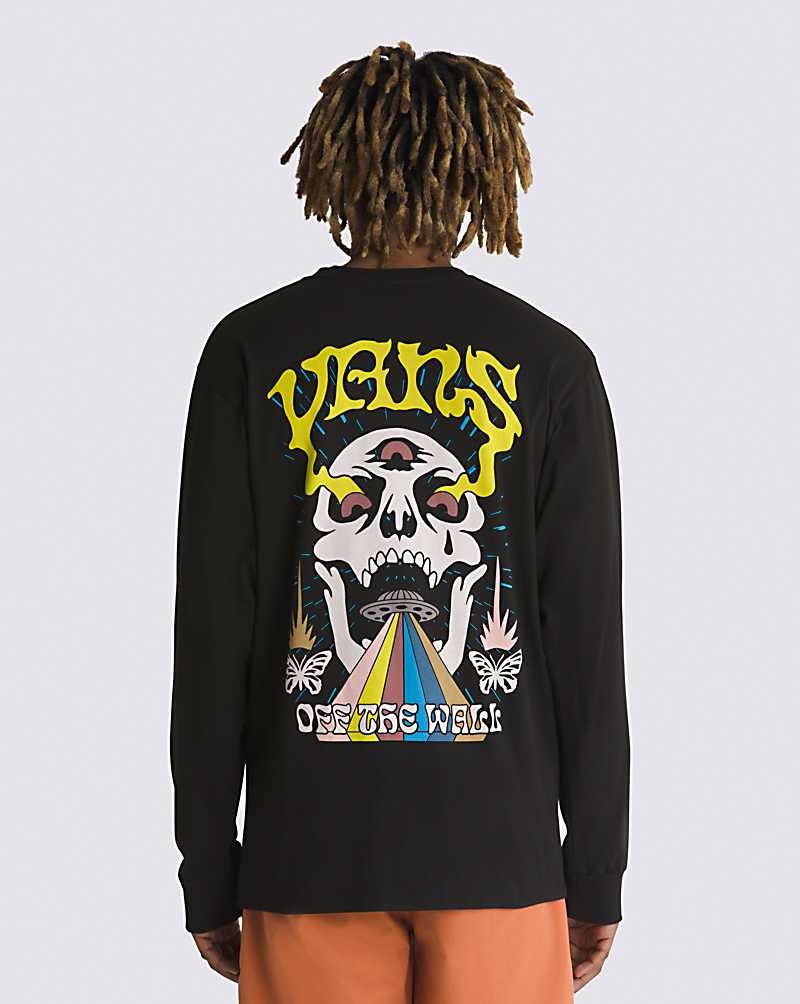 Vans Skull Saucer Long Sleeve Tişört Erkek Siyah | Türkiye GZU859137