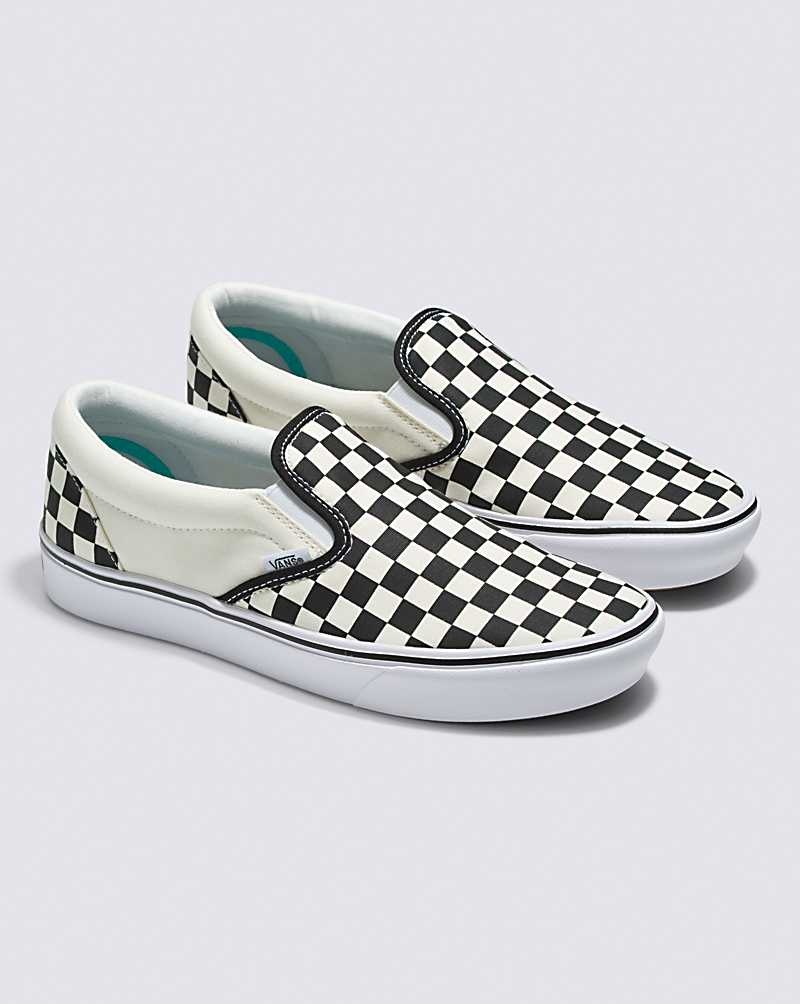 Vans Slip-On ComfyCush Checkerboard Ayakkabı Kadın Siyah Beyaz | Türkiye BTO609854