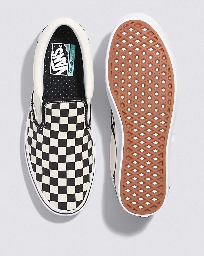 Vans Slip-On ComfyCush Checkerboard Ayakkabı Kadın Siyah Beyaz | Türkiye BTO609854