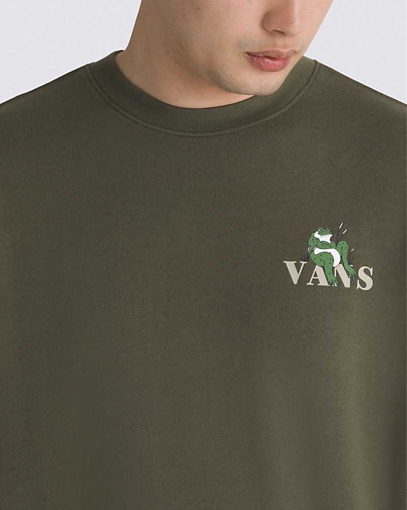 Vans Take it Easy Crew Sweatshirt Erkek Zeytin Yeşili | Türkiye TDC015693