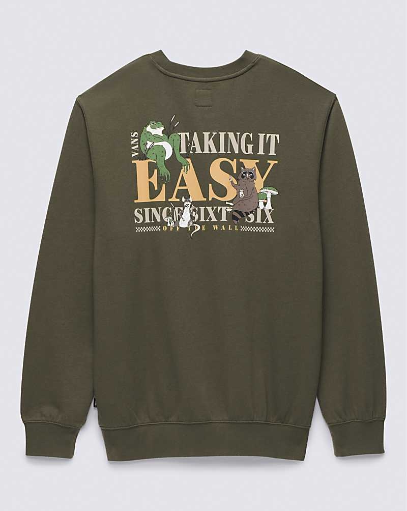 Vans Take it Easy Crew Sweatshirt Erkek Zeytin Yeşili | Türkiye TDC015693