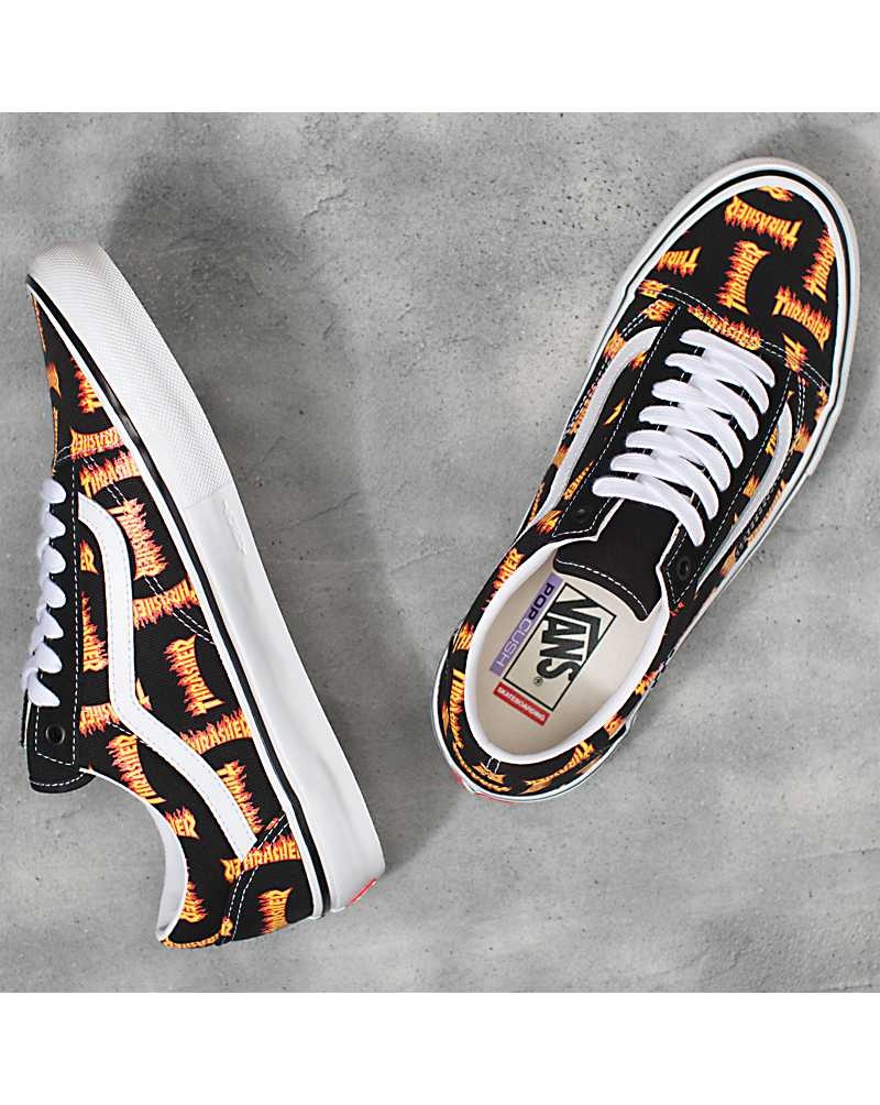 Vans X Thrasher Skate Old Skool Kaykay Ayakkabısı Erkek Siyah Altın | Türkiye BRG413502