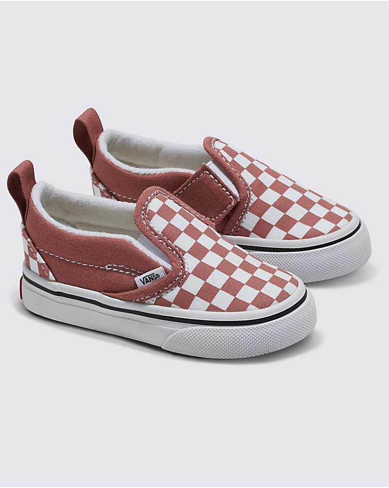 Vans Yürümeye Başlayan Classic Slip-On V Checkerboard Ayakkabı Çocuk Pembe | Türkiye LMX024318