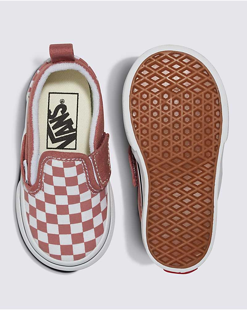 Vans Yürümeye Başlayan Classic Slip-On V Checkerboard Ayakkabı Çocuk Pembe | Türkiye LMX024318